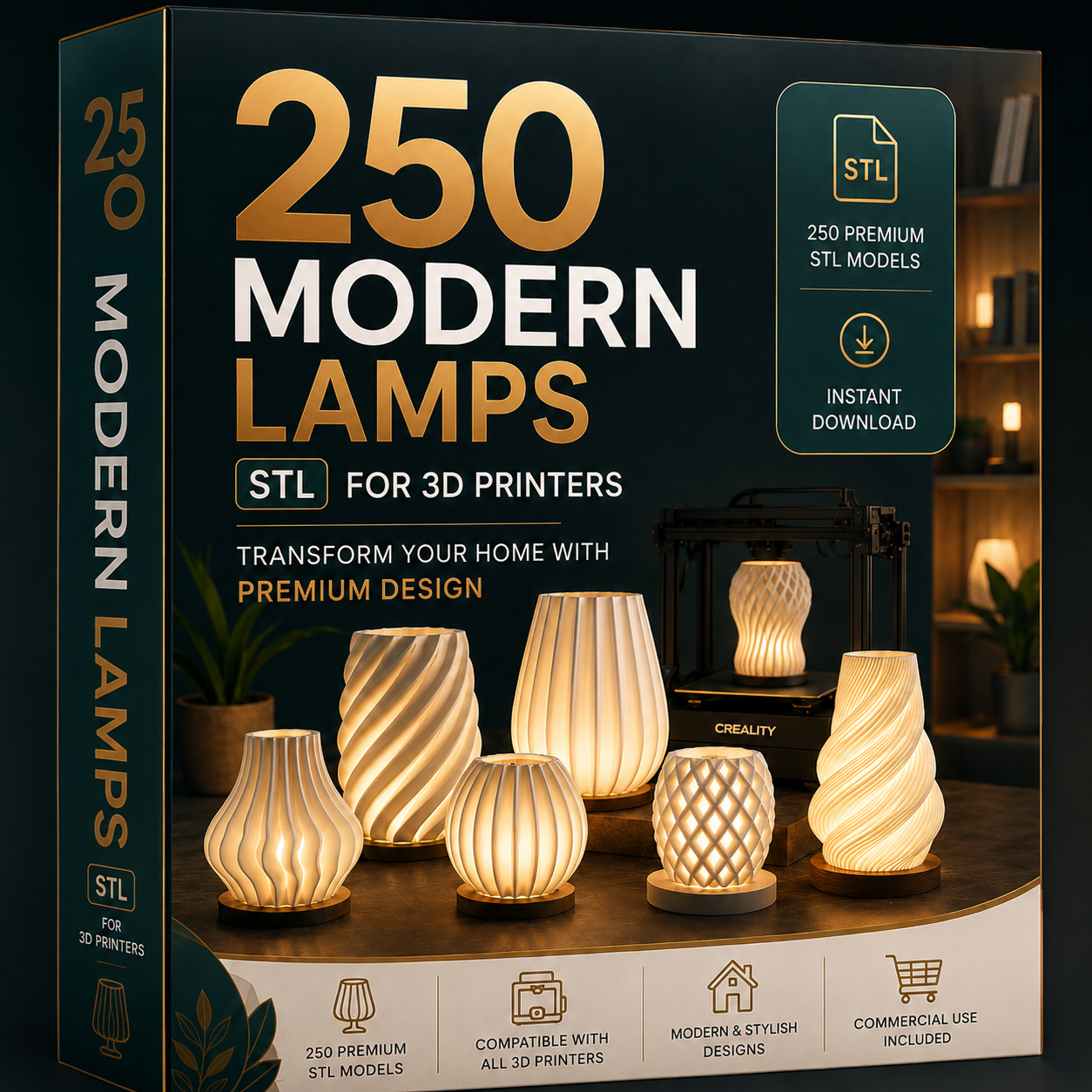 250 Modern Lamp STL Files for 3D Printing
